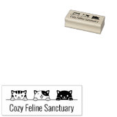 の上から覗く3匹の猫カスタム文字 ラバースタンプ (押印)