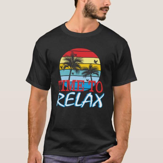 の上品なリラックス夏のビーチの衣装に時間 Tシャツ (正面)