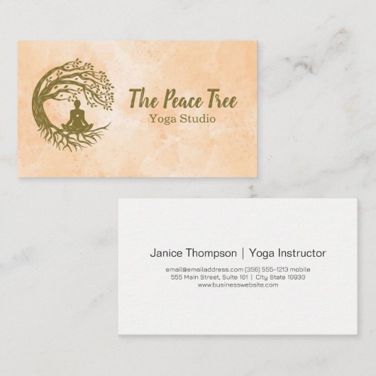 の下めい想のツリーロゴ | ヨガ 名刺 (正面/裏面)