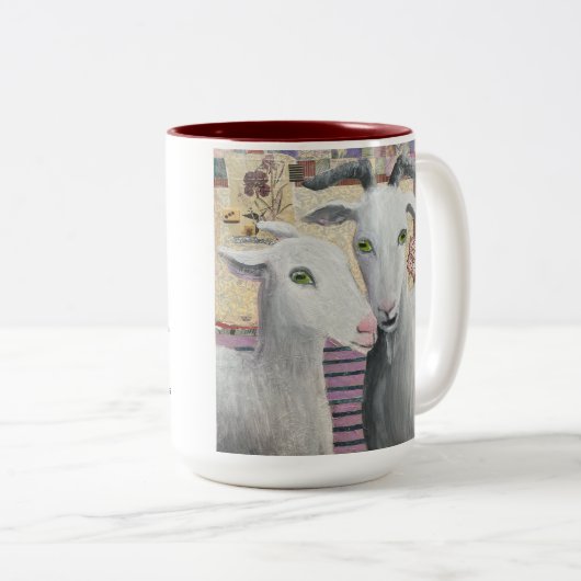 の与えサイドアイ – すべてのカップおもしろいとヤギ! ツートーンマグカップ (正面右)