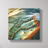 の丘の上の朝転がの霧 キャンバスプリント (正面)