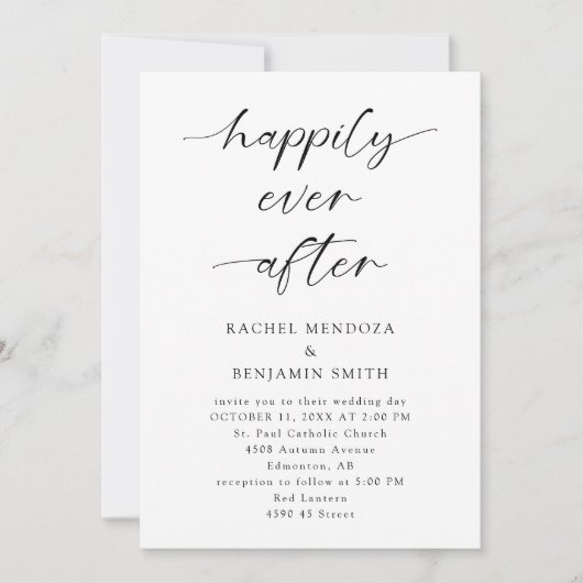 の両面結婚詳細の後で幸せに 招待状 (正面)