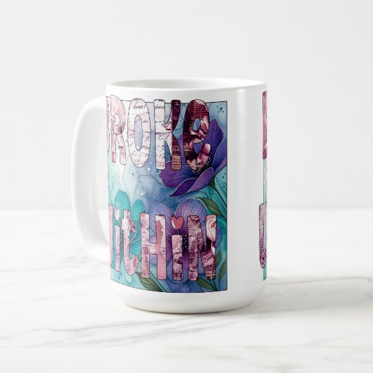 ~の中で壊れる コーヒーマグカップ (正面左)