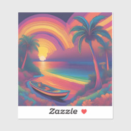 の中の虹カリブの シール