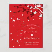 の中国の桜シックなスワローズは日付を保存 案内ポストカード (正面)