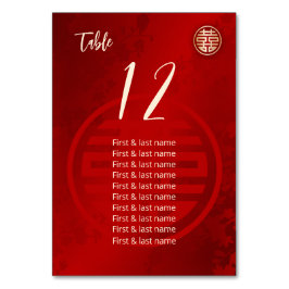 の中国の結婚ゲスト名 テーブルナンバー