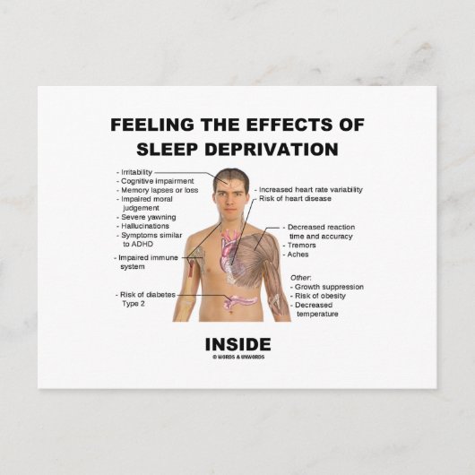の中感じでの睡眠不足の影響 ポストカード (正面)