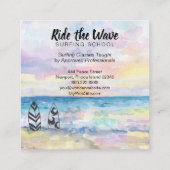 *~*の乗車学校をサーフする波のビーチの海 スクエア名刺 (裏面)