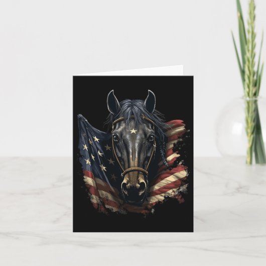 ～の乗馬にアメリカ国旗を持つ馬 カード (正面)