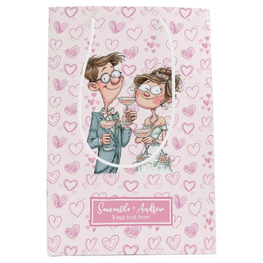 の予測できな抱き枕結婚マンガ新婚ユーモア ミディアムペーパーバッグ (正面)