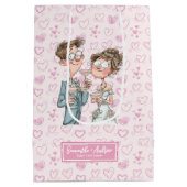 の予測できな抱き枕結婚マンガ新婚ユーモア ミディアムペーパーバッグ (裏面)