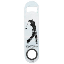 *~*の人のゴルフをするゴルフコースの木の池のゴルファー スピード栓抜き