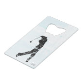 *~*の人のゴルフをするゴルフコースの池の木のゴルファー クレジットカード栓抜き (裏面アングル)