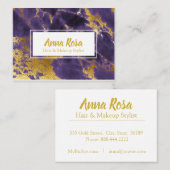 *~*の人気があるでガーリーな金ゴールドの濃紫色の大理石の化粧 名刺 (正面/裏面)