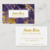 *~*の人気があるでシックな金ゴールドの紫色のガーリーな大理石の化粧 名刺 (正面/裏面)