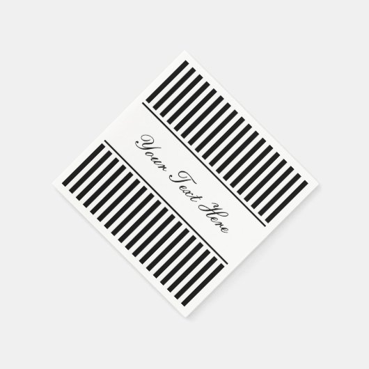 の代わりに上品な黒ストライプのと白のナ結婚プキン スタンダードカクテルナプキン (角)