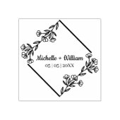 の代わりに黒にワイルドフラワーを結婚持つダイヤモンド ラバースタンプ (インプリント)