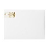 の住所 シール結婚金ゴールドスワーズベージュダマスク ラップアラウンドラベル (正面)