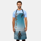 ～の体で黒のビキニタップを着た女性 エプロン (着用した状態)