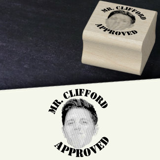 の作カスタム成おもしろい顔先生承認Wooden ラバースタンプ