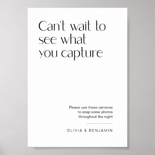 の使い捨てカメラテーブルのテンプレート結婚署名 ポスター (正面)