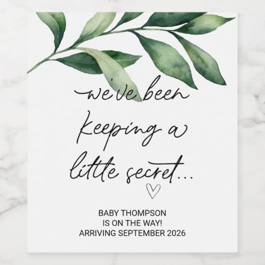 の保小さな秘密ベビー妊娠の発表 ワインラベル (シングルラベル)