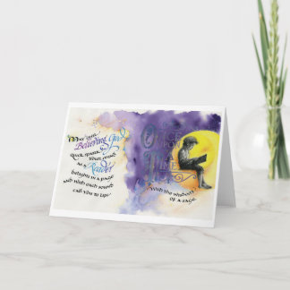 の信じ神/読書装置、折り畳みグリーティングカード、5"x7" カード