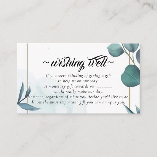 の健康を願う緑の植物学結婚院 エンクロージャーカード (正面)