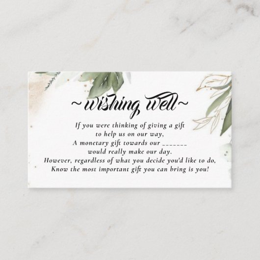 の健康を願う緑の植物結婚植物 エンクロージャーカード (正面)