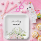 の優し結婚い白いカラリリーバラありがとうSq ペーパープレート (パーティー)