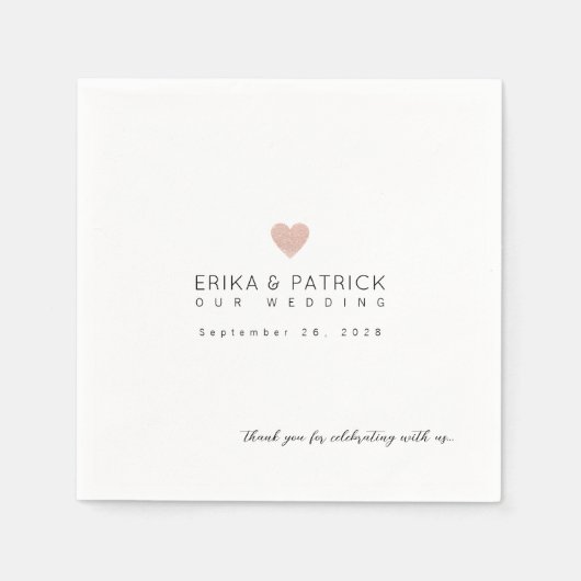 の優雅結婚にデザインされたロマンチック スタンダードカクテルナプキン (正面)