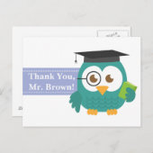 の先生の感謝、先生のフクロウありがとう ポストカード (正面/裏面)