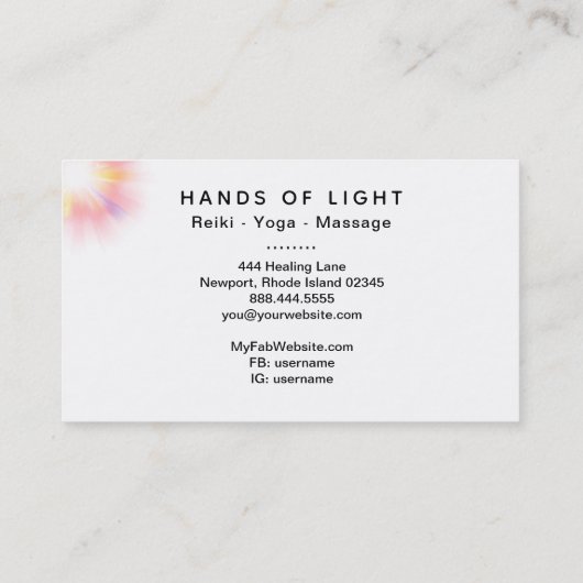 *~*の光エネルギーは霊気に治療光線を渡します 名刺 (裏面)