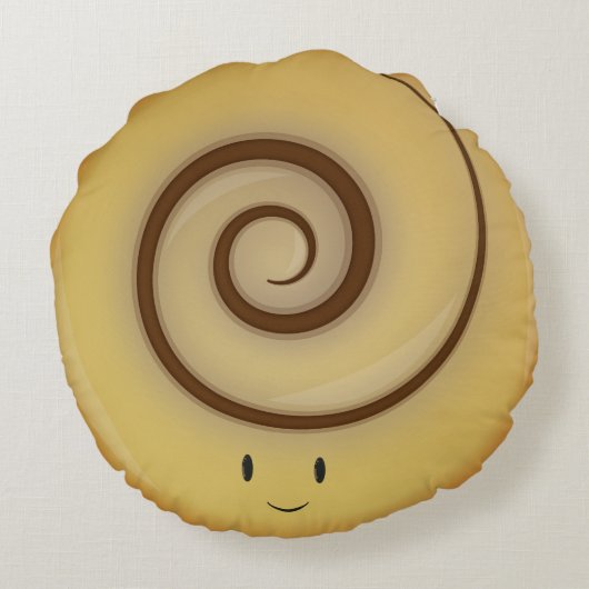 |の円形の枕の上の微笑のシナモンロール ラウンドクッション (裏面)