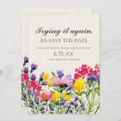 の再結婚日付救写真水彩ワイルドフラワー セーブザデート (正面/裏面)