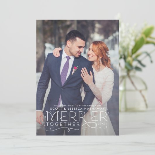 の写真と新しい結婚クリスマスカード カード (スタンド正面)