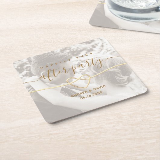 の写真の後結婚ずっと幸せに スクエアペーパーコースター (アングル)