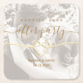 の写真の後結婚ずっと幸せに スクエアペーパーコースター (正面)