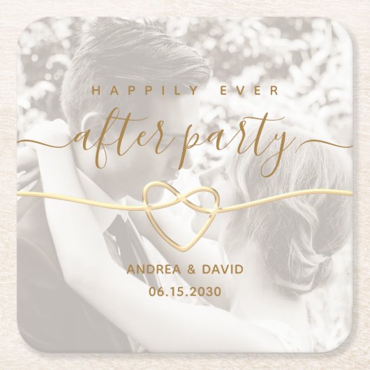 の写真の後結婚ずっと幸せに スクエアペーパーコースター (正面)