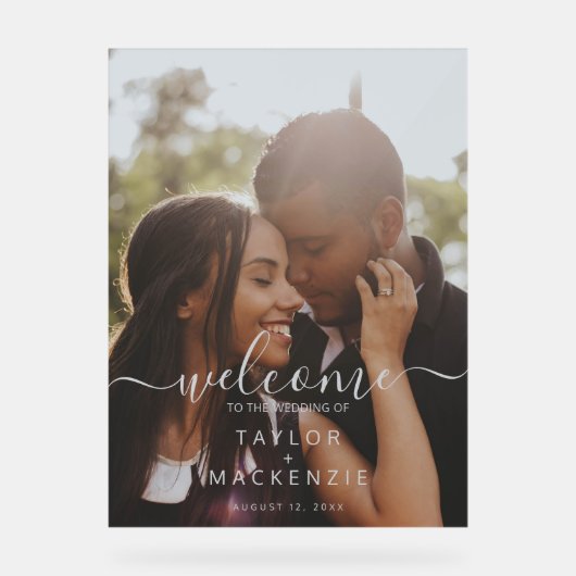 の写真へよ結婚うこそパーソナライズされた アクリルサイン (正面)