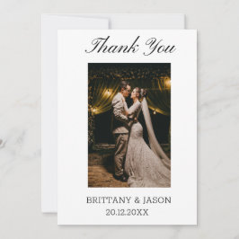 の写真シンプルを使用したミニマル結婚リストのScript サンキューカード