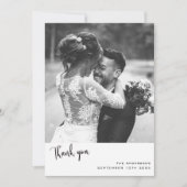 の写真シンプルを使用したミニマ結婚リストのスクリプト サンキューカード (正面)