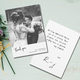 の写真シンプルを使用したミニマ結婚リストのスクリプト サンキューカード