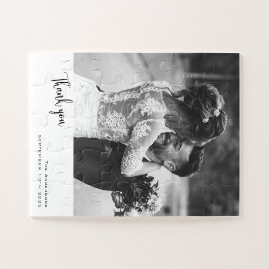 の写真シンプルを使用したミニマ結婚リストのスクリプト ジグソーパズル (横)