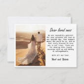 の写真シンプルサンキューカードを含む結婚スクリプト サンキューカード (裏面)