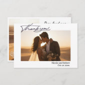 の写真シンプルサンキューカードを含む結婚スクリプト サンキューカード (正面/裏面)