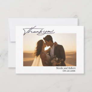 の写真シンプルサンキューカードを含む結婚スクリプト サンキューカード
