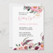 の写真ボホ結婚赤面ピンクブルゴーニュ牡丹バラ 招待状 (正面)