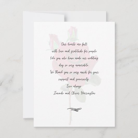 の写真結婚ありがとうメッセージ黒い赤 サンキューカード (裏面)