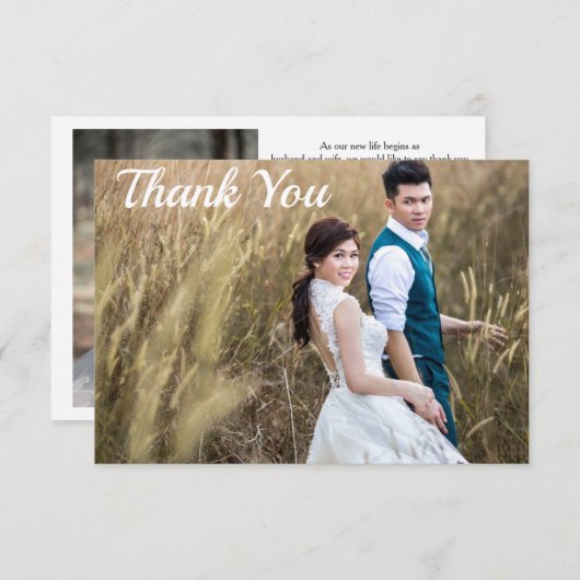 の写真結婚ありがとう両面カスタム サンキューカード (正面/裏面)
